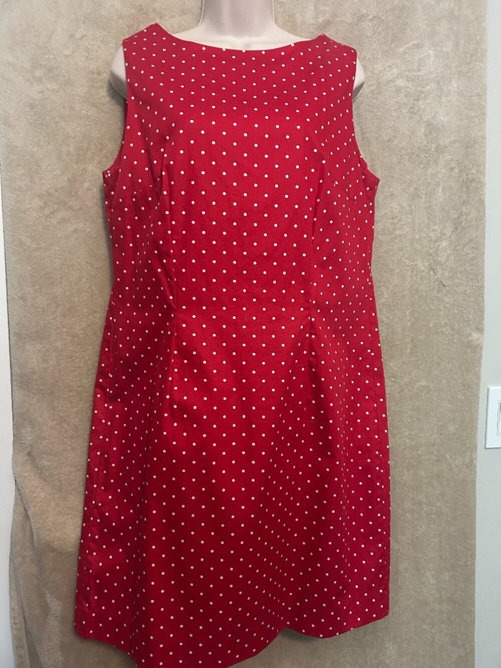 Karen Scott Cotton Red Polka Dot Sheath Dress